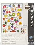 Dimensions Fruits & Veggies Counted Cross Stitch Kit for Beginners, 14 Count White Aida Cloth, 14 Count White Aida Cloth, 10'' x 14'' - color: Fruits & Veggies
