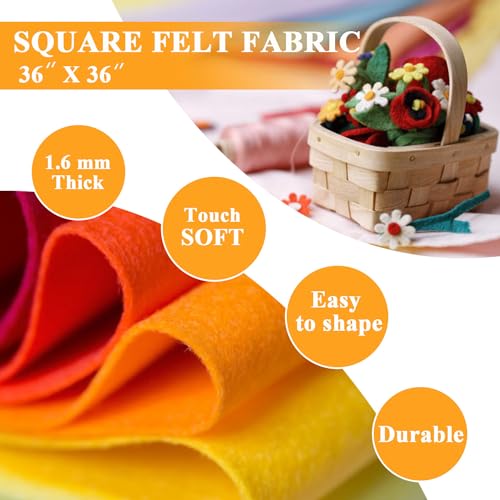Apple Green Felt Fabric 36" X 36" 1.6mm Thick Soft Square Felt Sheet - color: Apple Green