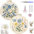 ARTopet 2Pcs Embroidery Kit for Adults Beginners Flower DIY Craft Starter Set Cotton Needlepoint Set with 7.87In Hoop Threads Tools Perfect Gifts for Hobbyists to Create Wall Art-04 - color: 2Pcs-04