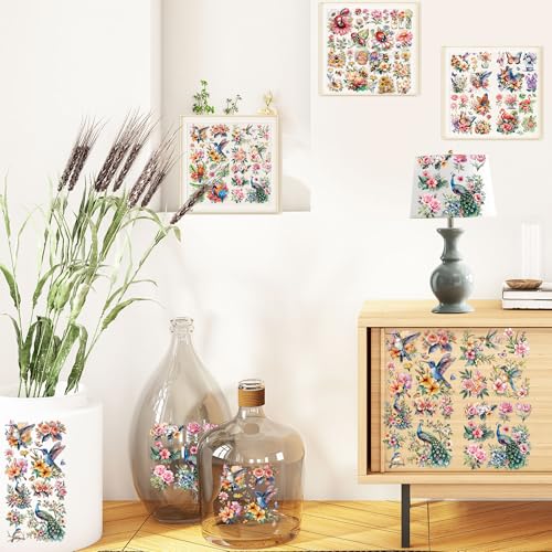 16 Pcs Insect Birds Rub-On Transfers for Furniture & Crafts - style: Insect Birds