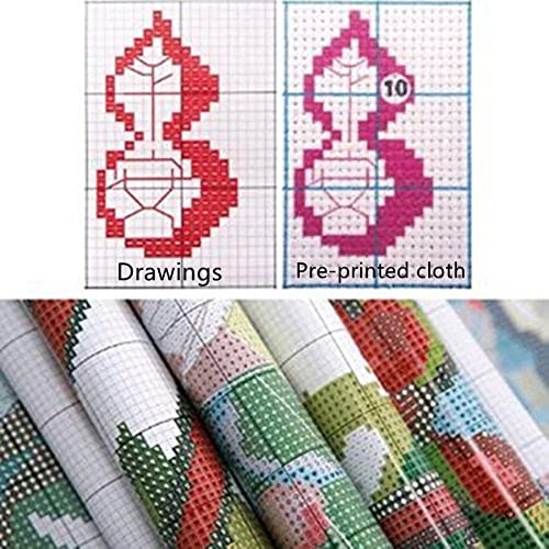 CaptainCrafts Cross Stitch Kits for Adults Stamped Cross Stitch Printed 14CT Fabric Cross Stitching DIY Art DMC Needlecrafts Embroidery Kit for Adults (Stamped 14CT, Cat and Poppy) - color: Cat and Poppy, style: Stamped 14CT