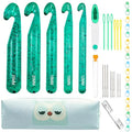 43 Pcs Large Crochet Hooks Set,12mm 15mm 18mm 20mm 25mm Large Crochet Hooks for Chunky Yarn,Plastic Crystal Smooth Big Crochet Needles for Handmade DIY Crochet with Storage Bag - color: Green