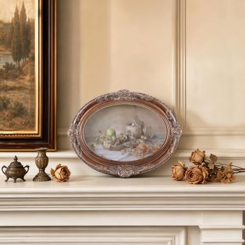 Vintage Picture Frames 4x6 Ornate Bronze Antique Pictue Frames with Real Glass Cover for Wall & Tabletop Display Victorian Home Decor Gallery Wall Decor,Oval - color: Bronze, size: 6X4