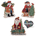 Mill Hill Timberline Santa Set (2022) Set of 3 Beaded Cross Stitch Kits Including Scotch Pine, Douglas Fir and Norway Spruce Santas, Plus Decorative 'Needleworker' Sticker