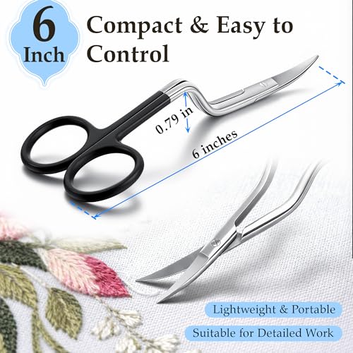 Double Curved Bent Handle Embroidery Scissor for Machine,Black