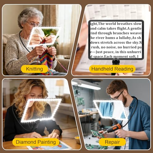 10X Large Magnifying Glass with Lights for Reading,Full-Page Magnifier for Reading Rechargeable 50 LED Lights,Neck-Wear Magnifying Glass with Light, Close Work, Sewing, Low Vision, and Seniors