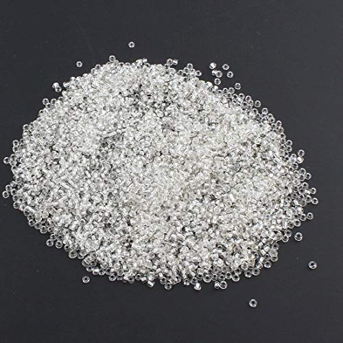 Perlin Glass Seed Beads 2mm 11/0 Round Mini Small Pony Beads 6500pcs for Making Earrings Bracelets Pendants Waist Jewelry DIY Handmade Silver Lined Color Kit (White) - color: White