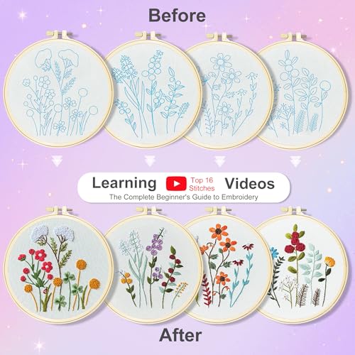 Huacan Embroidery Kit for Beginners with Tutorial Video & Gift Box - color: CXTZ-176
