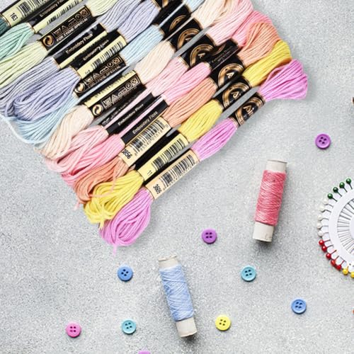 12 Skeins 6 Ply Candy Color Embroidery Floss for Hand Sewing - color: Light Color