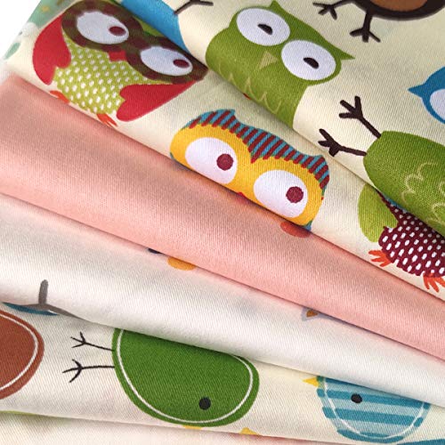 7pcs Quilting Fabric 18" x 22" 100% Cotton Craft Fabric Bundle Squares Fat Quarters Multicolored for Patchwork DIY Sewing Scrapbooking Owlet - color: Owlet