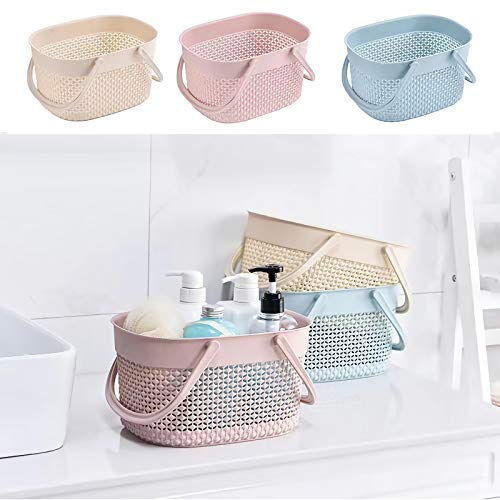 rejomiik 2 Pack Portable Plastic Shower Caddy Basket with Handles, Pink - color: Pink, size: 2 pack