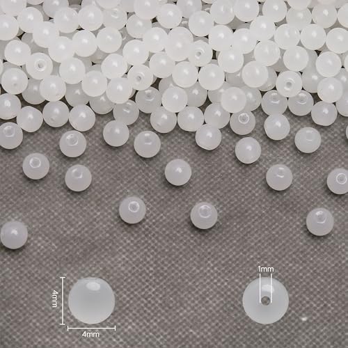 400PCs 4mm White Jade Glass Beads Bulk, Round Smooth Hole Glass Crystal Beads for Jewelry Making, DIY Bracelets, Necklaces, Bag Charms, Keychains and Craft Projects - color: Jade White, size: 4MM