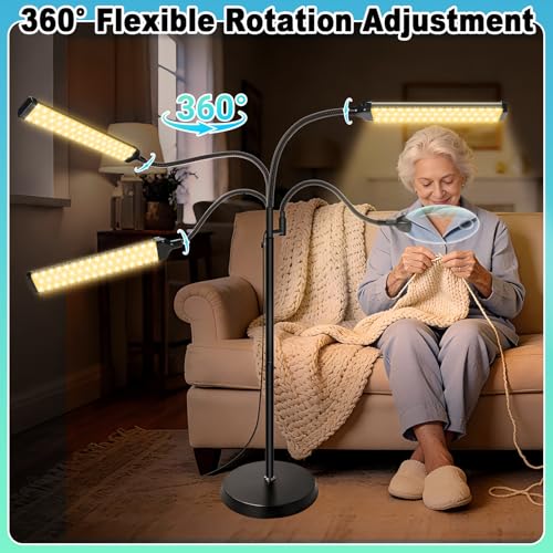 10X 30X Floor Magnifying Glass with Light and Stand, 98 LED Adjustable Floor Lamp Magnifying, 2 in 1 Lighted Magnifiers for Close Work Sewing,Crafts,Hobbies, Reading (5.12in)