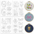 Peacoblue Butterfly, Flower Stick and Stitch Embroidery Patterns - color: Butterfly with Flowers