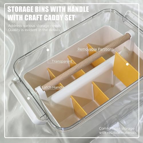 Craft Caddy with Lid and Lift-Out Portable Caddy, Orange - color: Clear-Orange