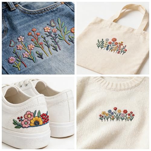 4Pcs Water Soluble Embroidery Patterns, Wash Away Transfer Stickers