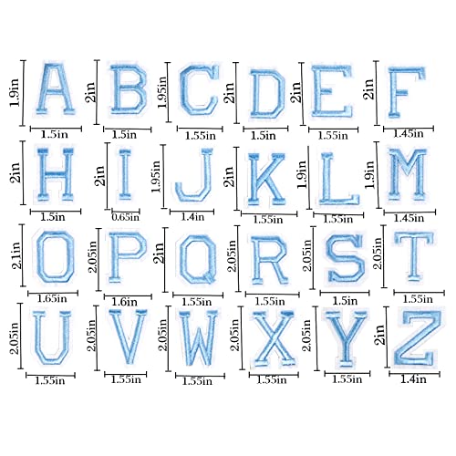 J.CARP 52Pcs Ocean Blue Alphabet A to Z Patches, Iron on Sew on Letters for Clothing, Hats, Shoes, Backpacks, Handbags, Jeans, Jackets etc. - color: 52pcs, Ocean Blue