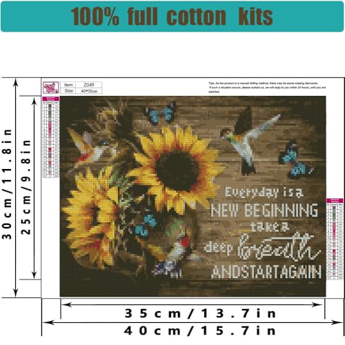 Stamped Cross Stitch Kits for Adults - Sunflower Inspirational Embroidery Kits for Beginners Adults,11 CT Patterns Dimensions Counted Cross Stitch Kits Arts Craft 12x16 inch - color: Sunflower Inspiration