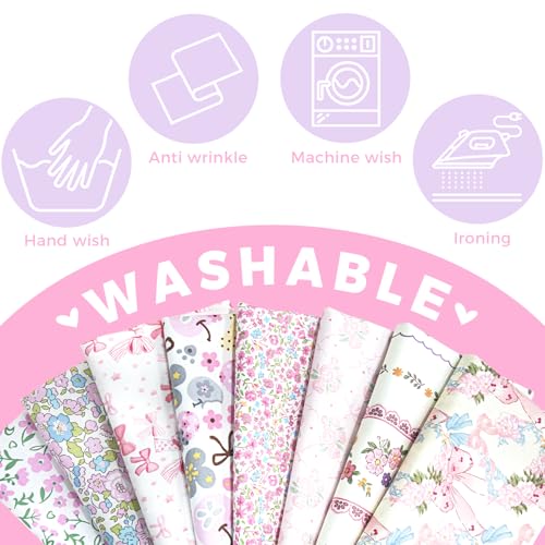 Aubliss 8pcs Fat Quarter Fabric Bundles (100% Cotton - 20'' x 20'') - color: Pink