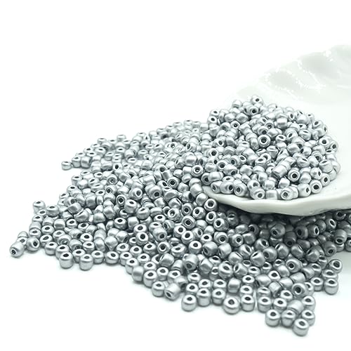 4mm Seed Bracelet Beads for Jewelry Making, 1000 Pcs Pony Beads Bulk for DIY Bracelet Earring Necklace Craft Supplies (Silver Gray) - color: Silver Gray