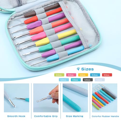 Mayboos 96 Pack Crochet Hooks Set, Ergonomic Crochet Hooks Weave Yarn Kits - size: 96 Pack