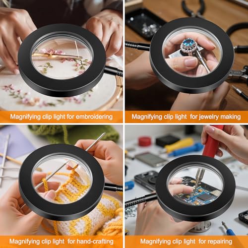 Akynite 10X Magnifying Glass with Light for Crafts, 3 Color+9 Brightness