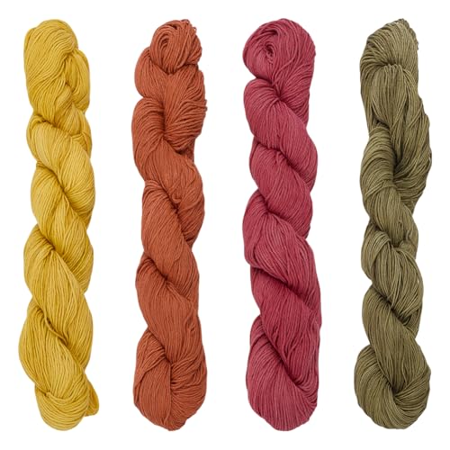 FREEBLOSS 4Pcs Sashiko Thread 110 Yards*4 Colors Natural Dyeing Cotton Embroidery Thread Japanese Quilting & Embroidery Sashiko Kit Supplies - color: Dark Yellow