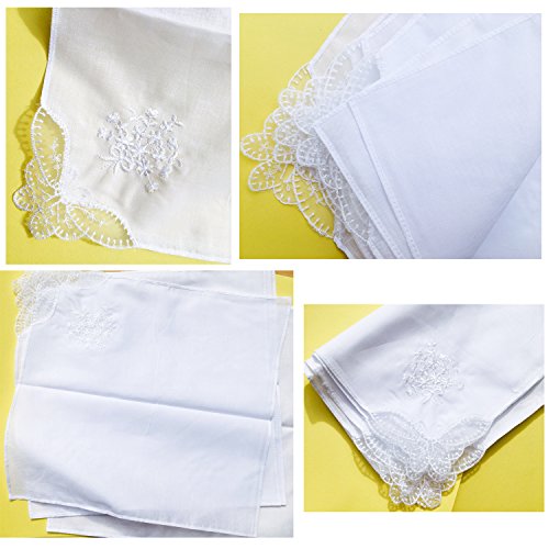 La closure Ladies White Hankies Cotton Embroidery Lace Wedding handkerchiefs - size: Pack of 30