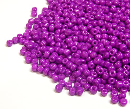 Perlin Glass Seed Beads 3mm 8/0 Round Mini Small Pony Beads 3300pcs for Making Earrings Bracelets Pendants Waist Jewelry DIY Handmade Opaque Color Kit (Dark Pruple, 2,6 mm ~ 3 mm) - color: Dark Pruple