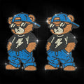 ANATTASOUL Hip-Hop Teddy 11.6"x8.2" Animal Rhinestone Iron on Patches - style: Hip-Hop Teddy