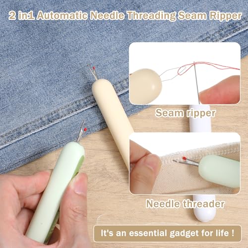 3 Pack Needle Threaders for Hand Sewing, 2 in 1 Needle Threader Seam Ripper Tool for Hand Sewing, Embroidery, Knitting, Cross Stitch