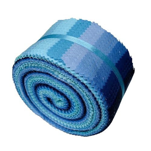 100% Cotton Jelly Roll Fabric Strips for Quilting and Sewing -Solid Blue - color: Solid Blue
