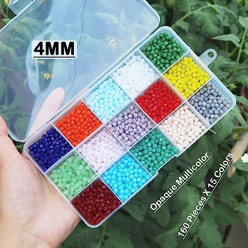 INSPIRELLE 2400pcs 4mm Bicone Beads Faceted Crystal Glass Briolette Beads - color: Opaque Colors