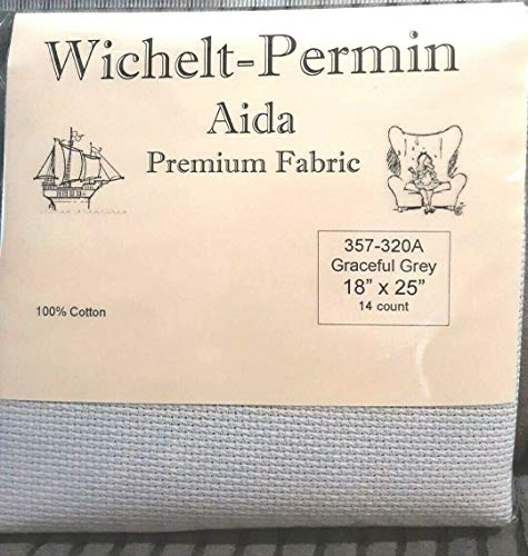 Wichelt Permin Premium Aida Cross Stitch Fabric 14 Count Graceful Grey 18" x 25"