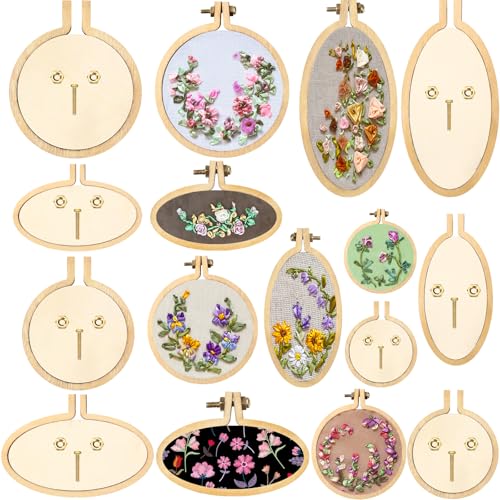 Syhood 8 Sets Mini Embroidery Hoop Wooden