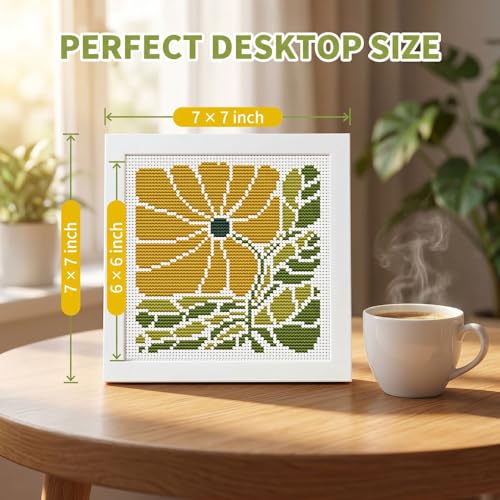 WUSARPLY Plants Stamped Cross Stitch Kits for Beginners Adults with Framed - color: DKJ001