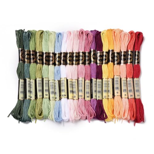 20 Skeins 20 Colors 6-Ply Polyester Embroidery Floss Cross Stitch Threads for Jewelry Making Bracelet Stitching Craft Supply 0.5mm,Flower Color Series - color: 20 Skeins,flower Color Series