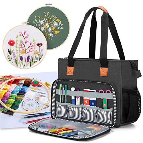 LUXJA Embroidery Project Carrying Bag, Black - color: Black