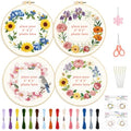 ORIGACH 4 Pack Floral Frame Embroidery Kits for Beginners - style: Floral Frame