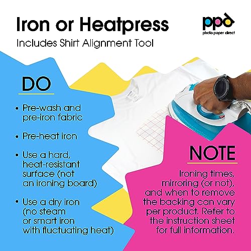 PPD 10 Sheets 8.5x11" Iron-on Heat Transfer Vinyl Paper Light Fabrics - size: 8.5 x 11, style: Light (10 Sheets)