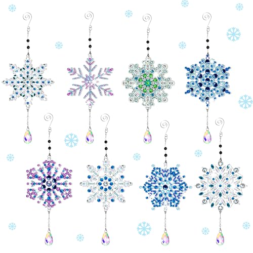 Uiifan 8 Pcs Diamond Art Christmas Ornaments, Snowflake Diamond Art Kits