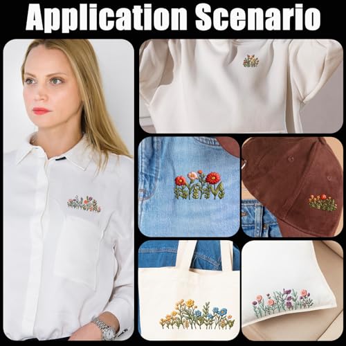 Water Soluble Embroidery Stabilizer 4 Sheets Water Soluble Stabilizer for Embroidery Patterns Stick and Stitch EmbroideryPaper Designs Transfer Paper with Pre-Printed Flower Leave for Hand Sewing