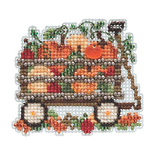 Harvest Wagon Beaded Counted Cross Stitch Ornament Kit Mill Hill 2019 Autumn Harvest MH181924