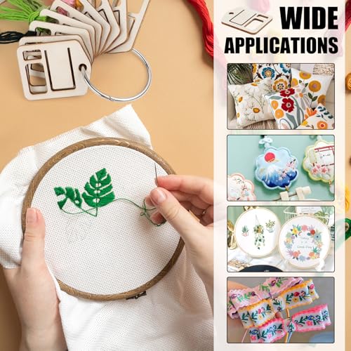 101pcs Wooden Embroidery Floss Drop,Embroidery Floss Organizer with Floss Ring Cross Stitch Bobbins for DIY Sewing Storage,Craft Supplies(Style C) - color: Square