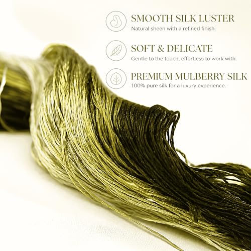 Natural 100% Silk Thread, Handmade Embroidery Thread Silk Floss 8 Colors 110m Each (85) - color: 85