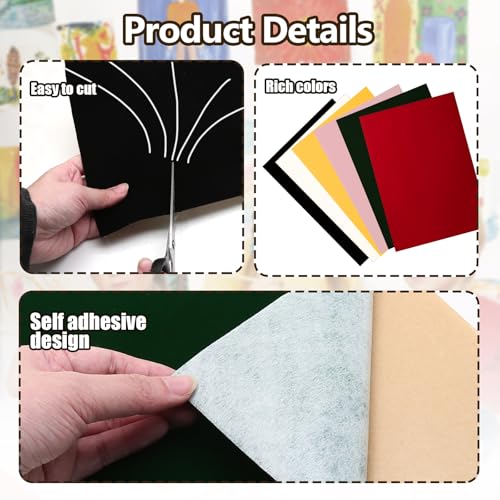 Biaungdo Self Adhesive Felt Sheets, Dark Green, 8 x 12 Inch, 12 Pcs - color: Green