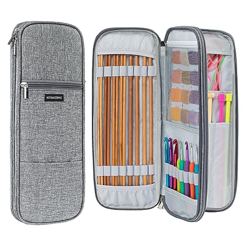 MYBAGZING Knitting Needle Case 14" Organizer for Straight &Circular Needles - color: Grey, size: Fits up to 14 inches