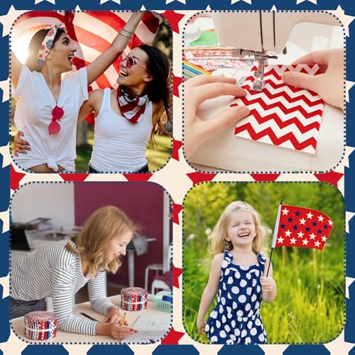 Hosuly 40 Pcs Patriotic Quilting Fabric 2.55" Red White Blue Jelly Fabric - color: 4th of July