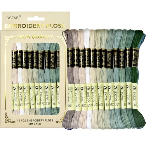 Premium Rainbow Color Embroidery Floss - Cross Stitch Threads - Friendship Bracelets Floss - Crafts Floss - 12 Skeins Per Pack Embroidery Floss,Earth Tone Brown-Green - color: Earth Tone Brown-Green