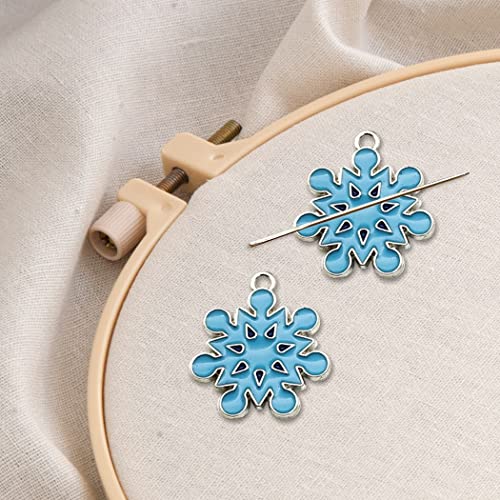 Blue Snowflakes Needle Minder for Embroidery, Magnetic Pin Holder for Cross Stitch, Needlework and Embroidery Accessories （2 PCS）